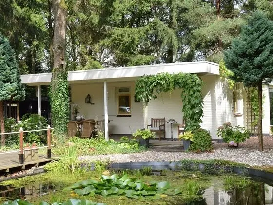 A Detached Bungalow With Outdoor Fireplace, Covered Terrace and Pond in a Forest Plot