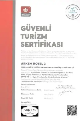 Arkem City Hotel - Sertifika