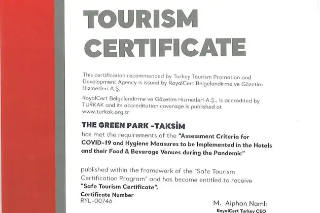 The Green Park Hotel Taksim - Sertifika
