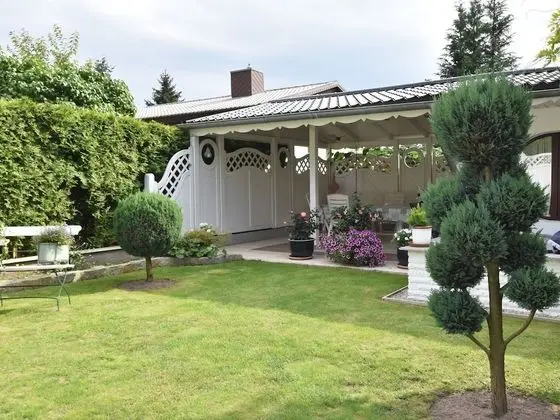 Homey Bungalow With Roofed Terrace, Garden, Garden Furniture