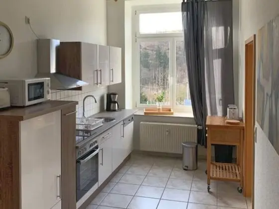 Large Apartment in a Villa With Garden in Borstendorf - Mutfak