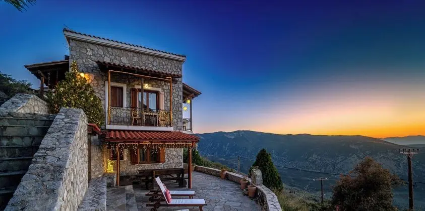Rock Dandy, Deluxe Chalet, Arachova - Delphi, Private Sauna - Dış Mekan