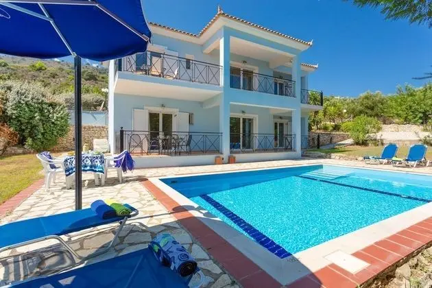 Skala Villa Blue Large Private Pool Walk to Beach Sea Views A C Wifi - 2824