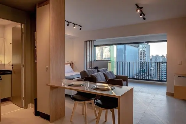 Studio com piscina aquecida e AC