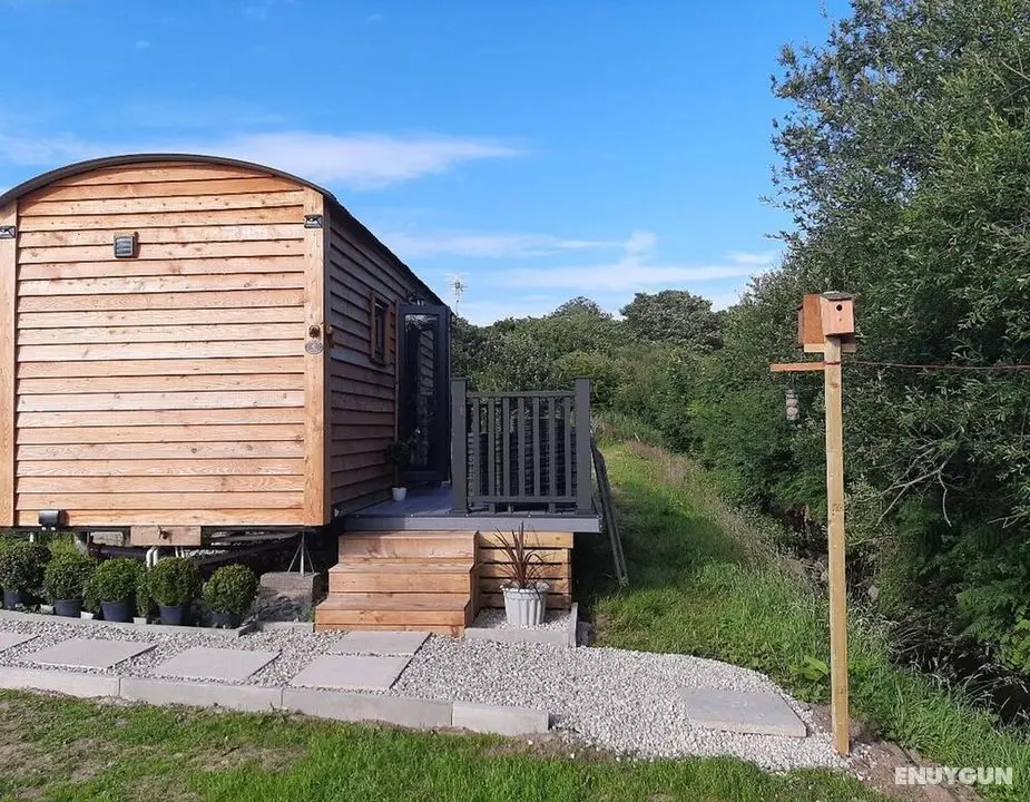 Luxury Shepherds Hut With Spa Hot Tub on Anglesey - Dış Mekan
