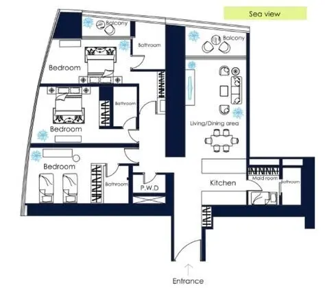 Deluxe Apart Daire, 4 Yatak Odası, Plaj Manzaralı, Kule