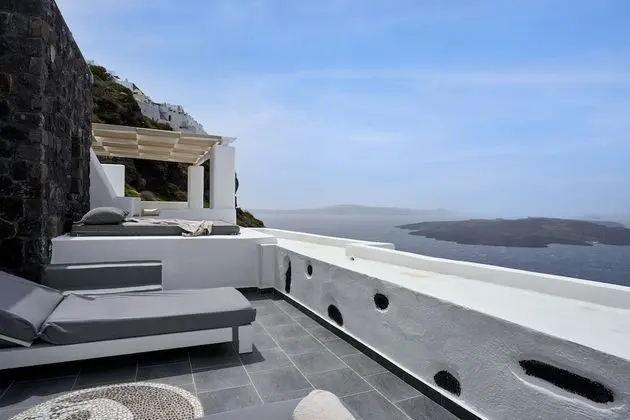 Honeymoon Süit, Sıcak Su Küveti, Deniz Manzaralı (Caldera View)