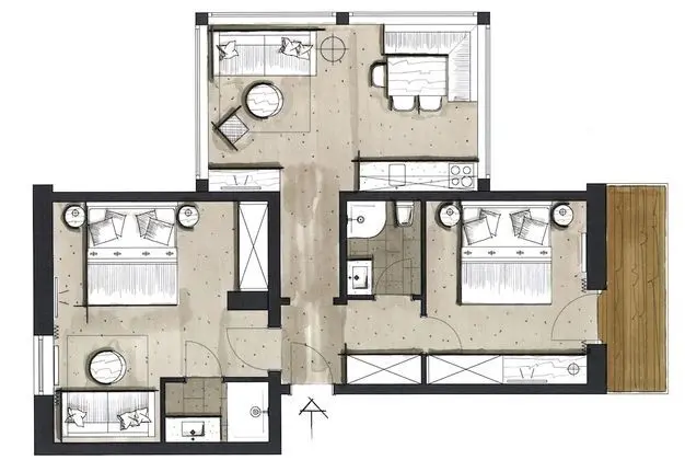 Apart Daire, 2 Yatak Odası, Balkon