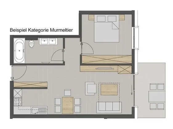 Standard Apart Daire, 1 Yatak Odası, Balkon (Murmeltier)