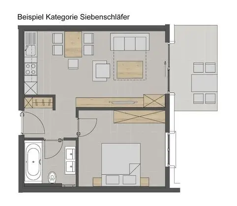 Standard Apart Daire, 1 Yatak Odası, Balkon (Siebenschlaefer)