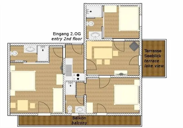 Grand Apart Daire, 3 Yatak Odası, Veranda, Göl Kenarı