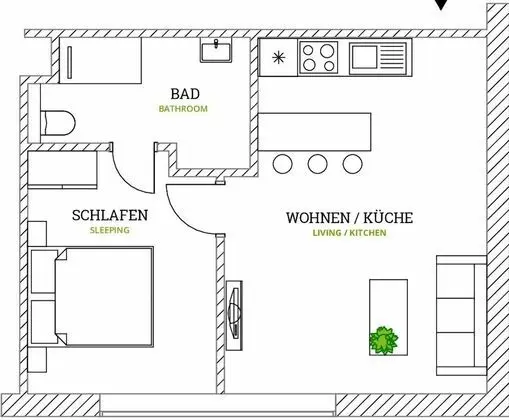 Basic Apart Daire, 1 Yatak Odası (incl. 75€ Cleaning Fee)