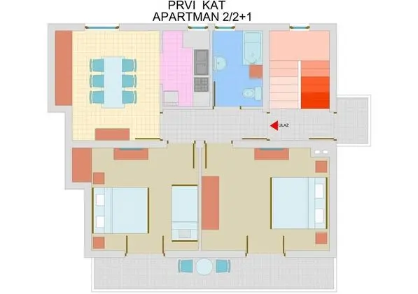 Standard Apart Daire, 2 Yatak Odası, Balkon
