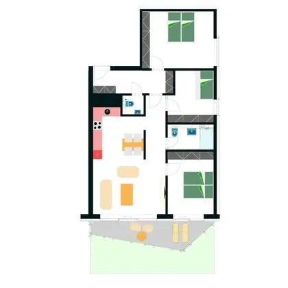 Junior Apart Daire, 2 Yatak Odası, Teras