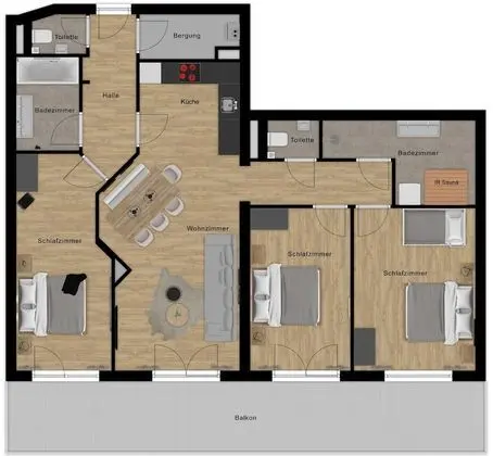 Apart Daire, 3 Yatak Odası, Sauna (Appartement)