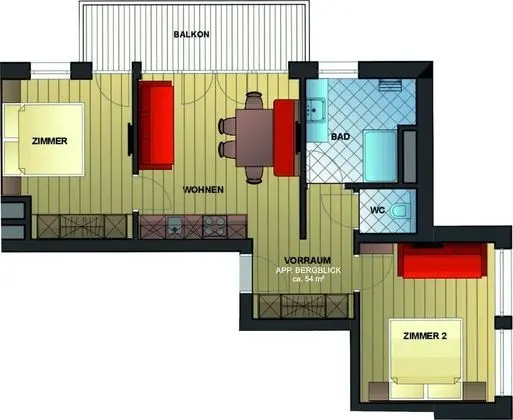 Apart Daire, 2 Yatak Odası (Bergblick)