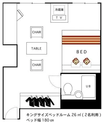 Oda, 1 En Büyük (King) Boy Yatak, Sigara İçilmez (26㎡)