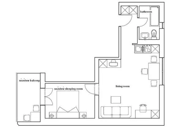 Donkey. Sea View Apartment with Panoramic Balcony