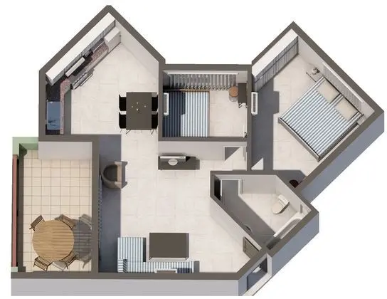 Apart Daire, 2 Yatak Odası, Balkon