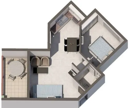 Superior Apart Daire, 1 Yatak Odası, Balkon, Havuz Manzaralı