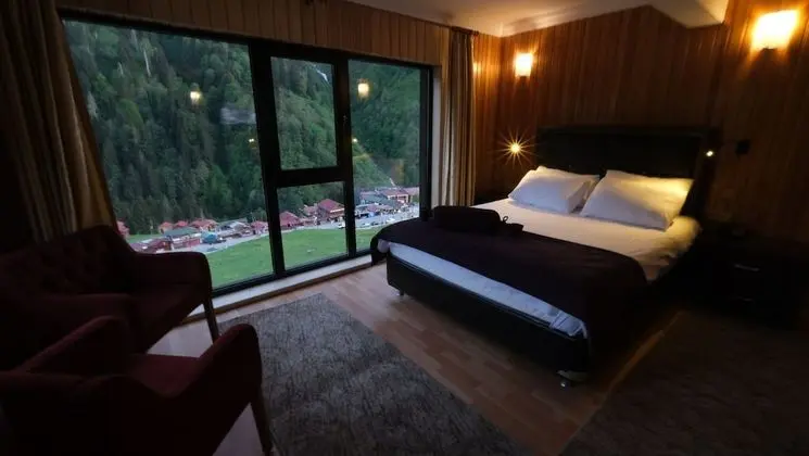 Deluxe, Fireplace, Waterfall View