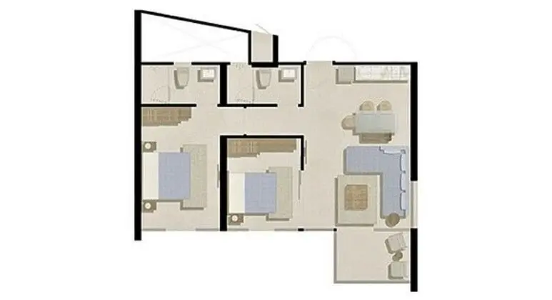 2 Bedroom with Seaview