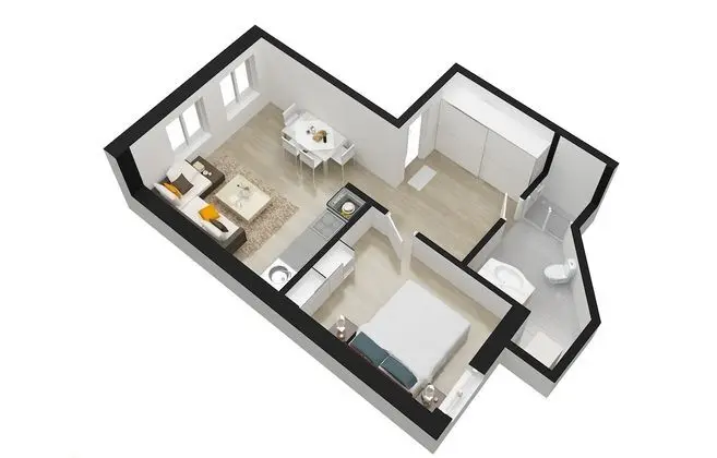 1 bedroom apartment, ground floor
