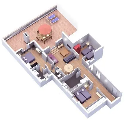 Apartamento familiar, 3 habitaciones, terraza