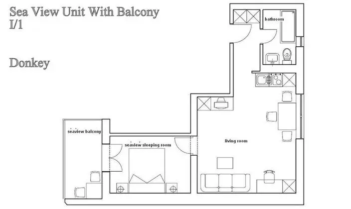 Apart Daire, 1 Yatak Odası, Veranda