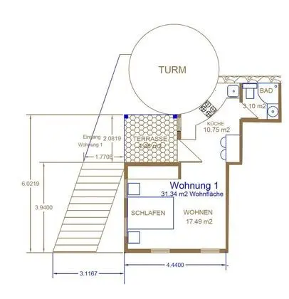 Ev, 1 Yatak Odası, Teras