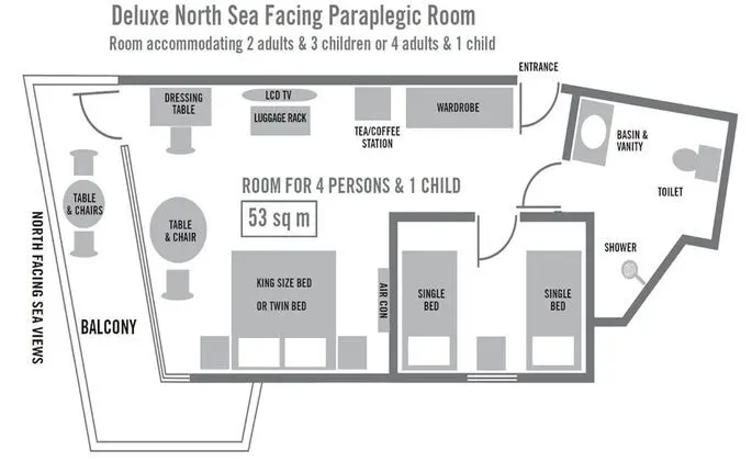 Delüks (Deluxe North Sea-facing Family Room)