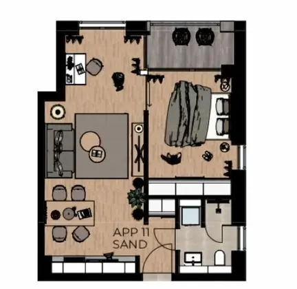 Comfort Apart Daire, 2 Yatak Odası, Teras, Bahçe Manzaralı (Apartment 1 - Green)