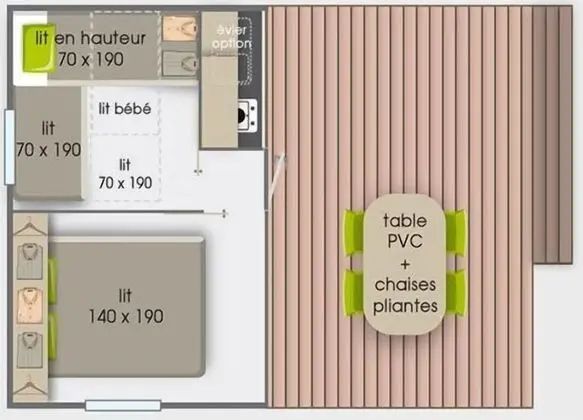 Kır Evi, 2 Yatak Odası (Toilé - 4 Pers)