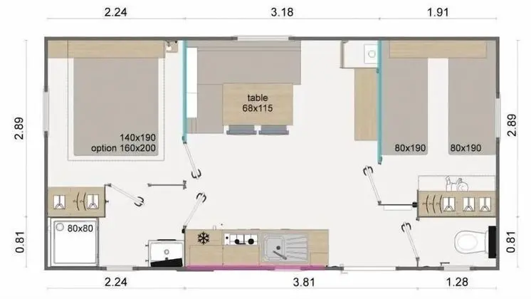Karavan, 2 Yatak Odası (4/6 pers.)