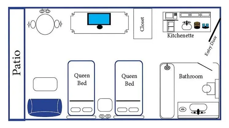 Standard Oda, 2 Büyük (Queen) Boy Yatak, Veranda
