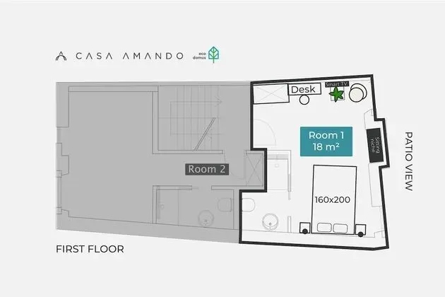 Tek Büyük Yataklı Oda (Room 1, Patio View, First Floor)