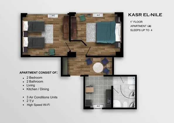 Deluxe Apart Daire, 2 Yatak Odası
