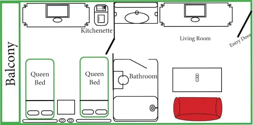 Süit, Şehir Manzaralı (2 Queens/Sofa, No pets allowed)