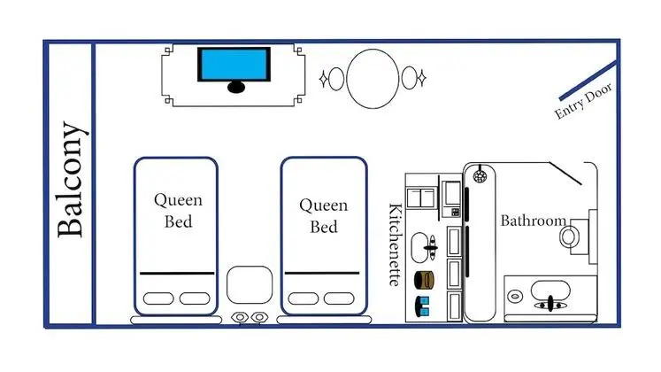 Standard Oda, 2 Büyük (Queen) Boy Yatak, Okyanusa Sıfır