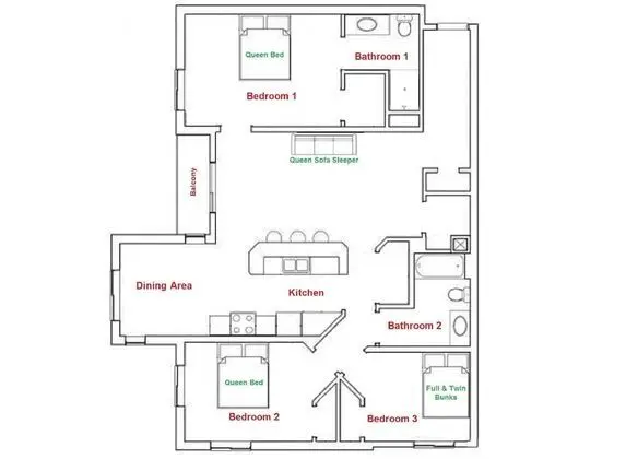 Executive Daire, 3 Yatak Odası, Balkon