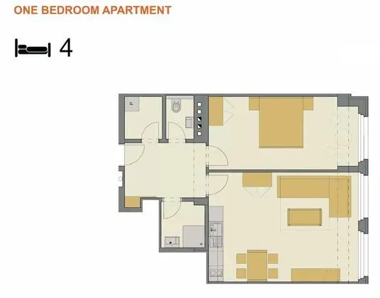 Comfort Apart Daire, 1 Yatak Odası, Mutfak