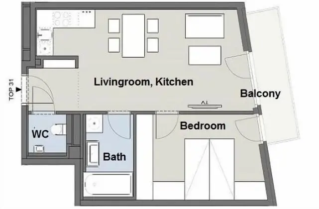Apart Daire, 1 Yatak Odası, Balkon (TOP31)