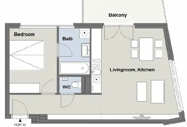 Apart Daire, 1 Yatak Odası, Balkon (TOP32)