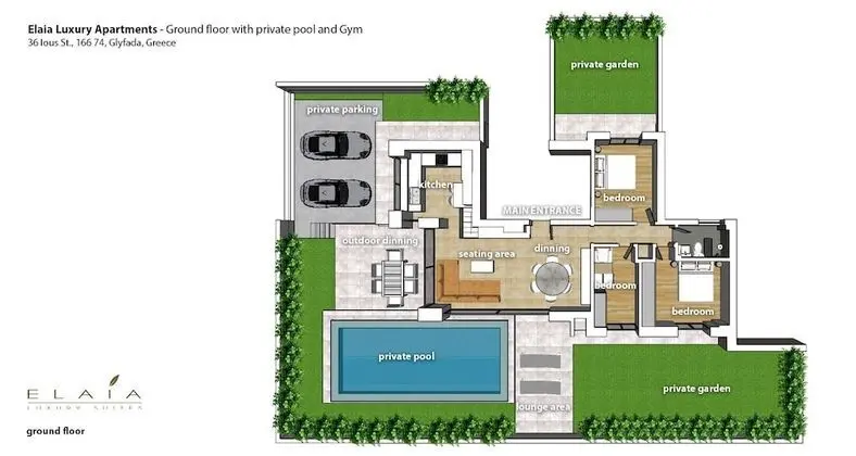 Oregano - Elaia Luxury Ground Floor Apartment with Private Pool and Gym