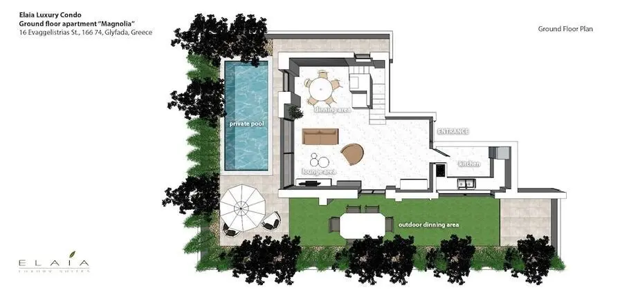 Magnolia - Elaia Luxury Ground Floor Condo with Private Pool and Garden