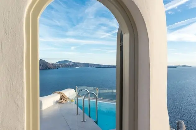 Elite Süit, 1 Yatak Odası, Kişiye Özel Havuzlu, Deniz Manzaralı (Caldera View)