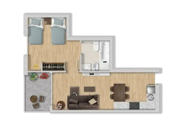 Apart Daire, 1 Yatak Odası, Deniz Manzaralı (2 adults + 2 children)