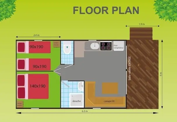 Apart Daire, Özel Banyo (couverte mobile home)
