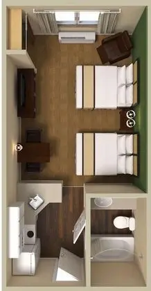 Stüdyo, 1 Büyük (Queen) Boy Yatak, Engellilere Uygun, Sigara İçilmez