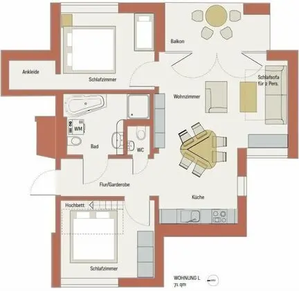 Apart Daire, 2 Yatak Odası